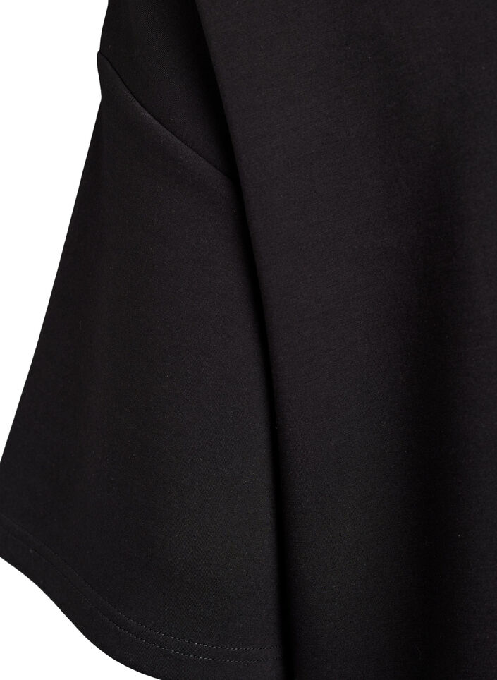 Sukienka-koszulka z dzianiny z rozcieciami po bokach, Czarne, Packshot image number 3
