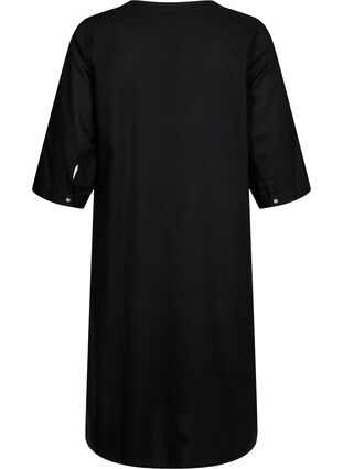 Dluga sukienka koszulowa z rekawami 3/4, Black, Packshot image number 1