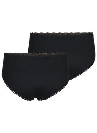  Spodnie 3/4 2-pack z koronkowym brzegiem, Black/Black, Packshot image number 1