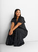 Bluzka z szyfonu w kropki i z falbankami na rekawach, Czarne, Model image number 3