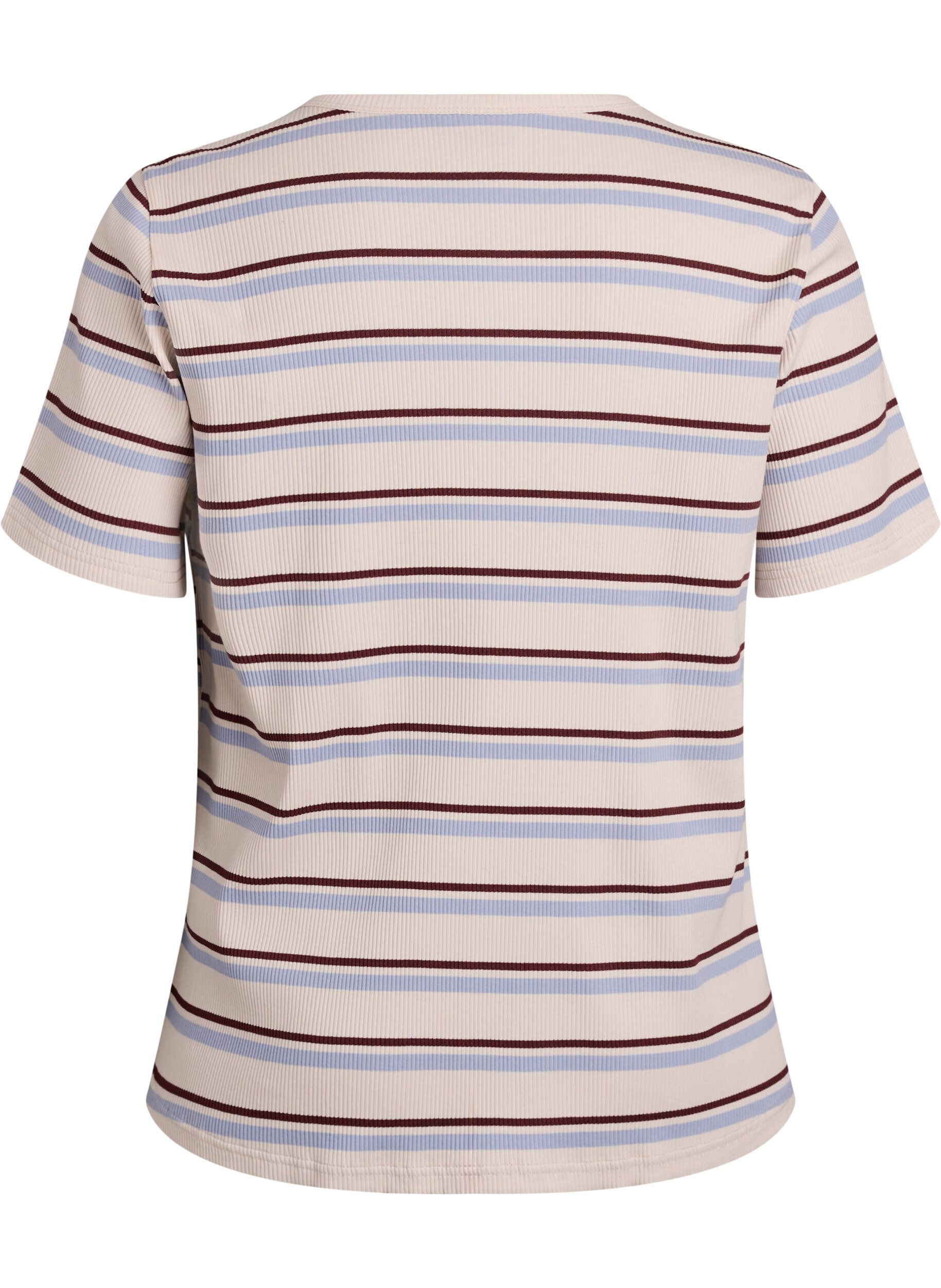 ZizziKoszulka typu T-shirt z zeberka z paskami i ozdobnym guzikiem, Fioletowy, Packshot image number 1