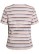 Koszulka typu T-shirt z zeberka z paskami i ozdobnym guzikiem, Fioletowy, Packshot image number 1