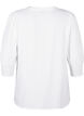 Wiskozowa bluzka z marszczeniem i falbanka, Bright White, Packshot image number 1
