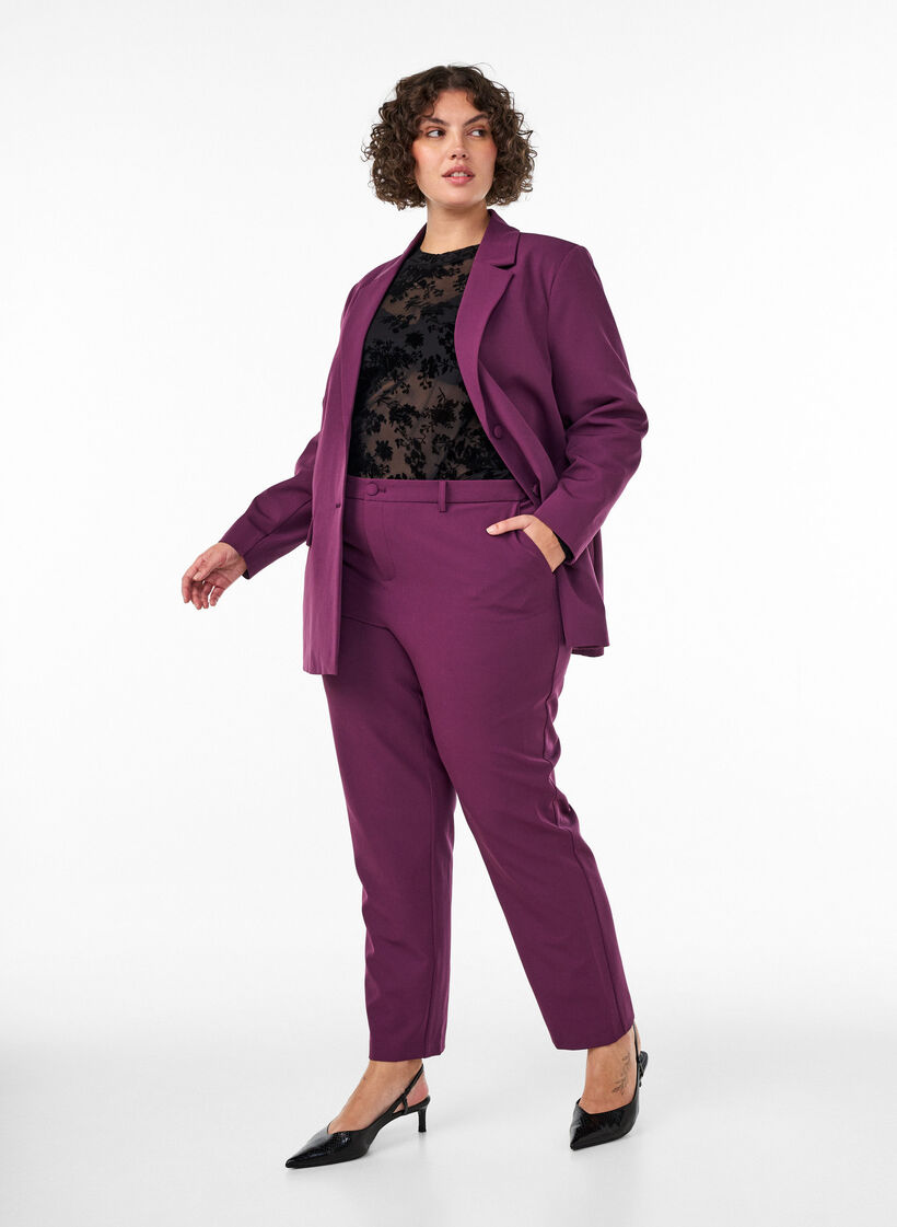 Spodnie z kieszeniami i prostymi nogawkami, Fioletowy, Model image number 0