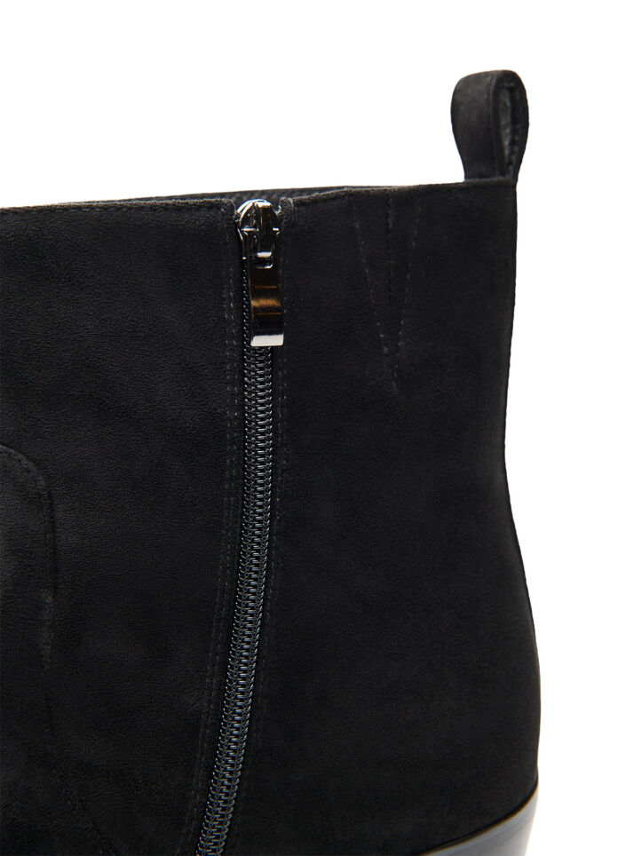 Dlugie buty w stylu zamszowym z odpinanym cholewem, Czarne, Packshot image number 5