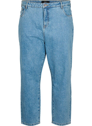 Przyciete jeansy Mille z wysokim stanem, Light blue denim, Packshot image number 0