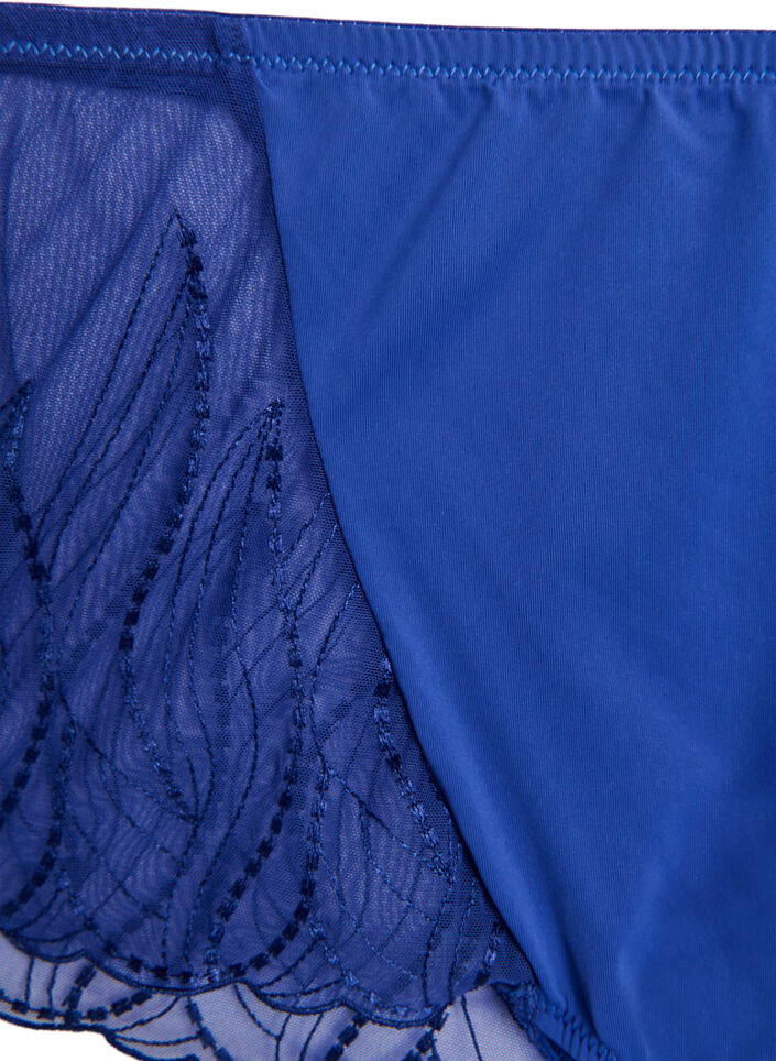 Majtki typu hipster z mikrofibry, z koronka po bokach, Niebieskie, Packshot image number 2