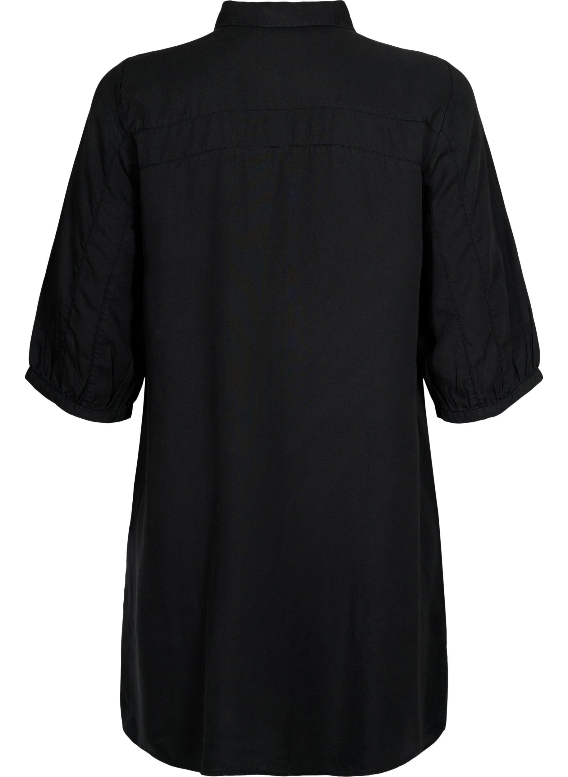 Zizzi 	 Koszula o przedluzonym kroju z rekawami 3/4 wykonana z lyocellu (TENCEL&trade;), Black, Packshot image number 1