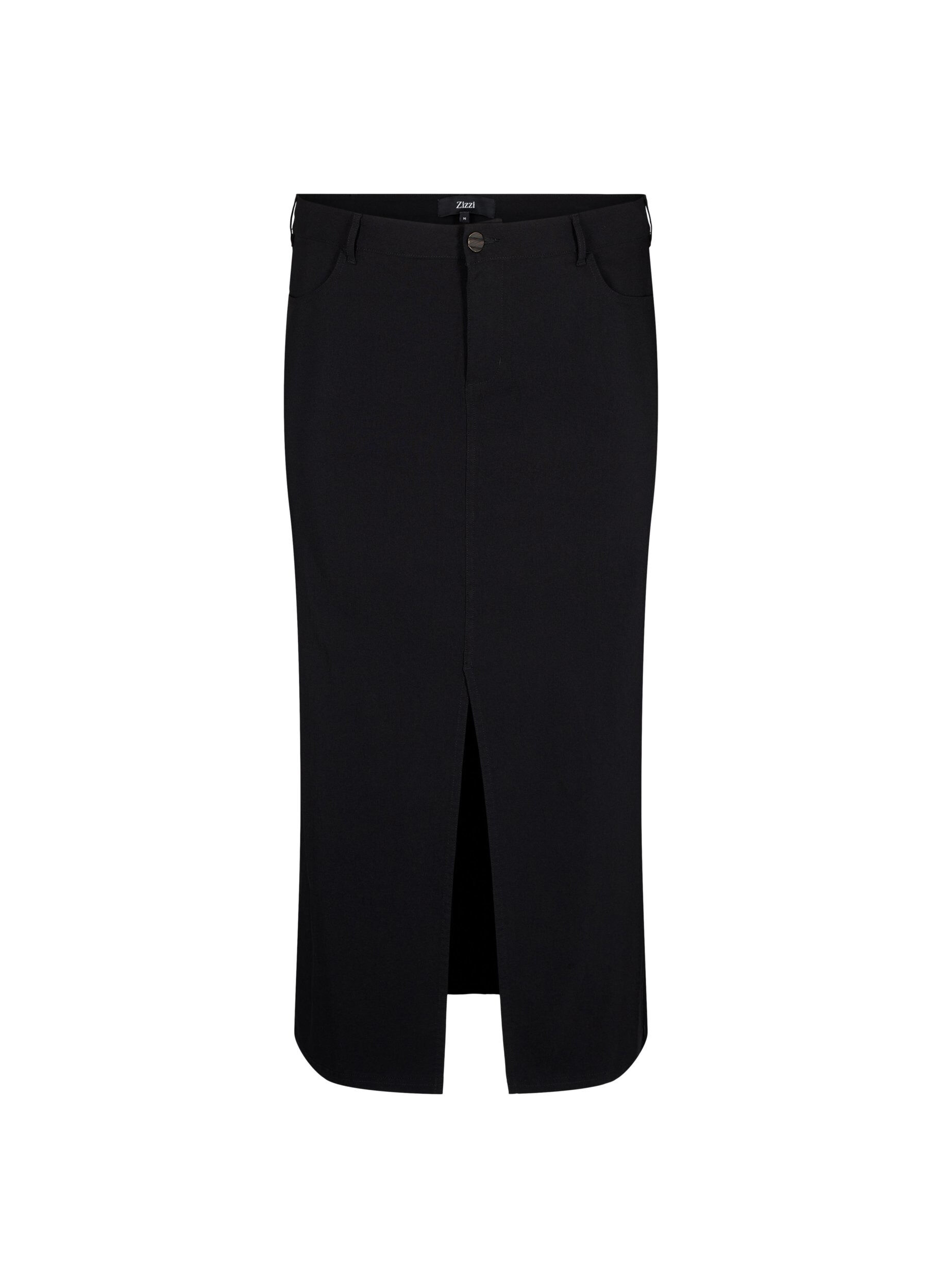Zizzi Dluga sp&oacute;dnica z rozcieciem z przodu, Czarne, Packshot image number 0