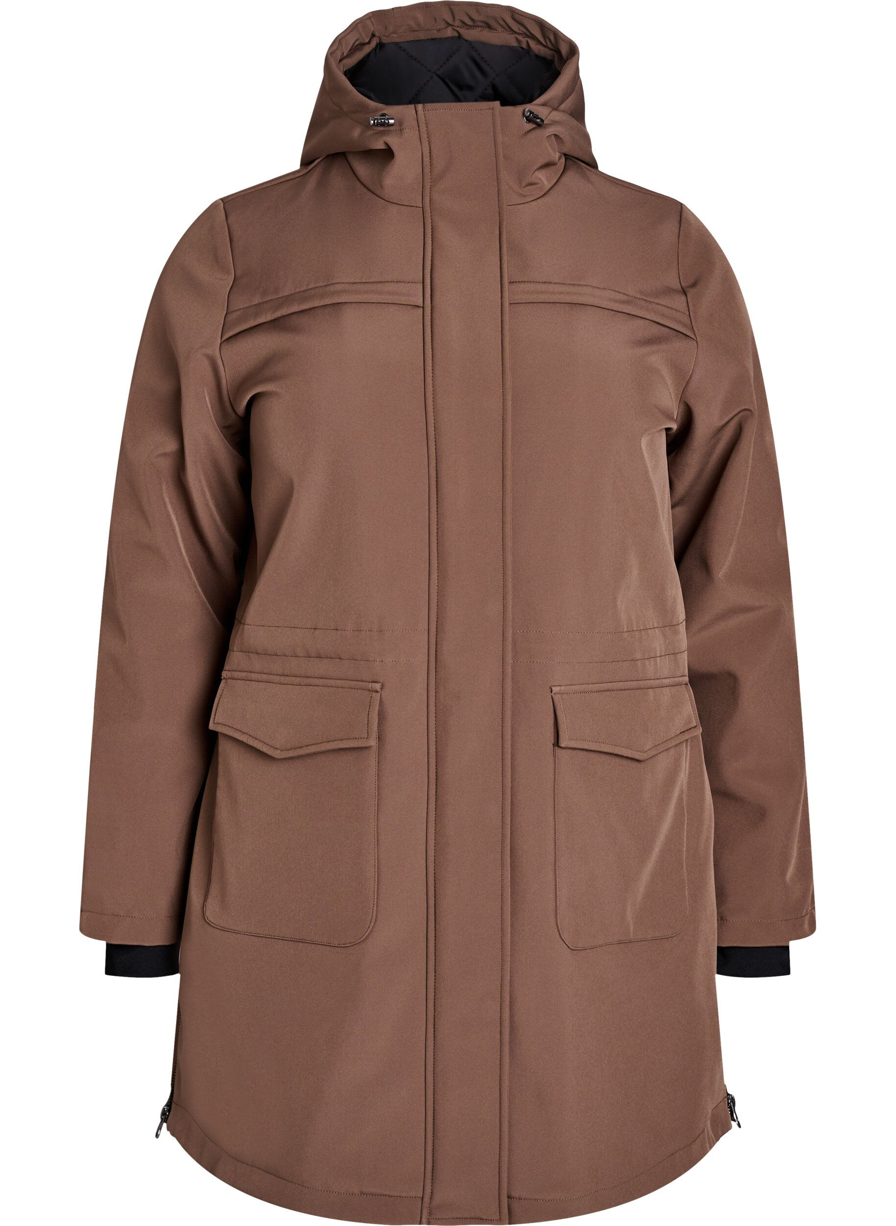 ZizziHydrofobowa kurtka softshell z pikowana podszewka, Brązowy, Packshot image number 0