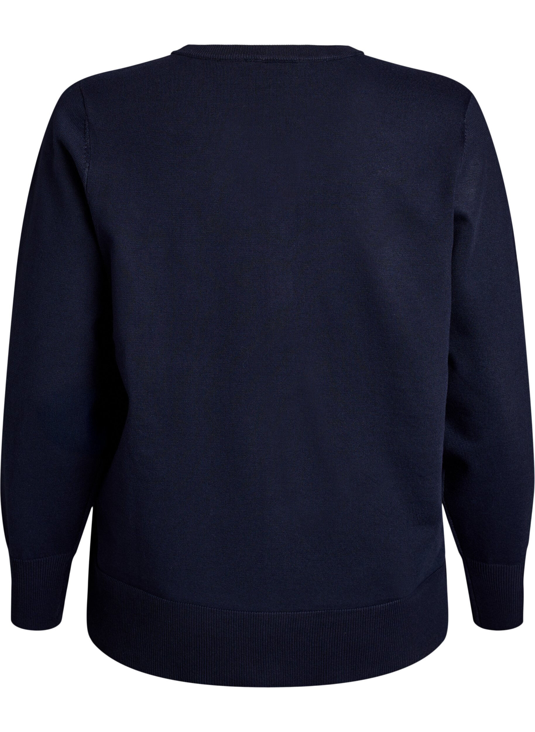 Zizzi Kardigan z drobnym splotem i okraglym dekoltem, Niebieskie, Packshot image number 1