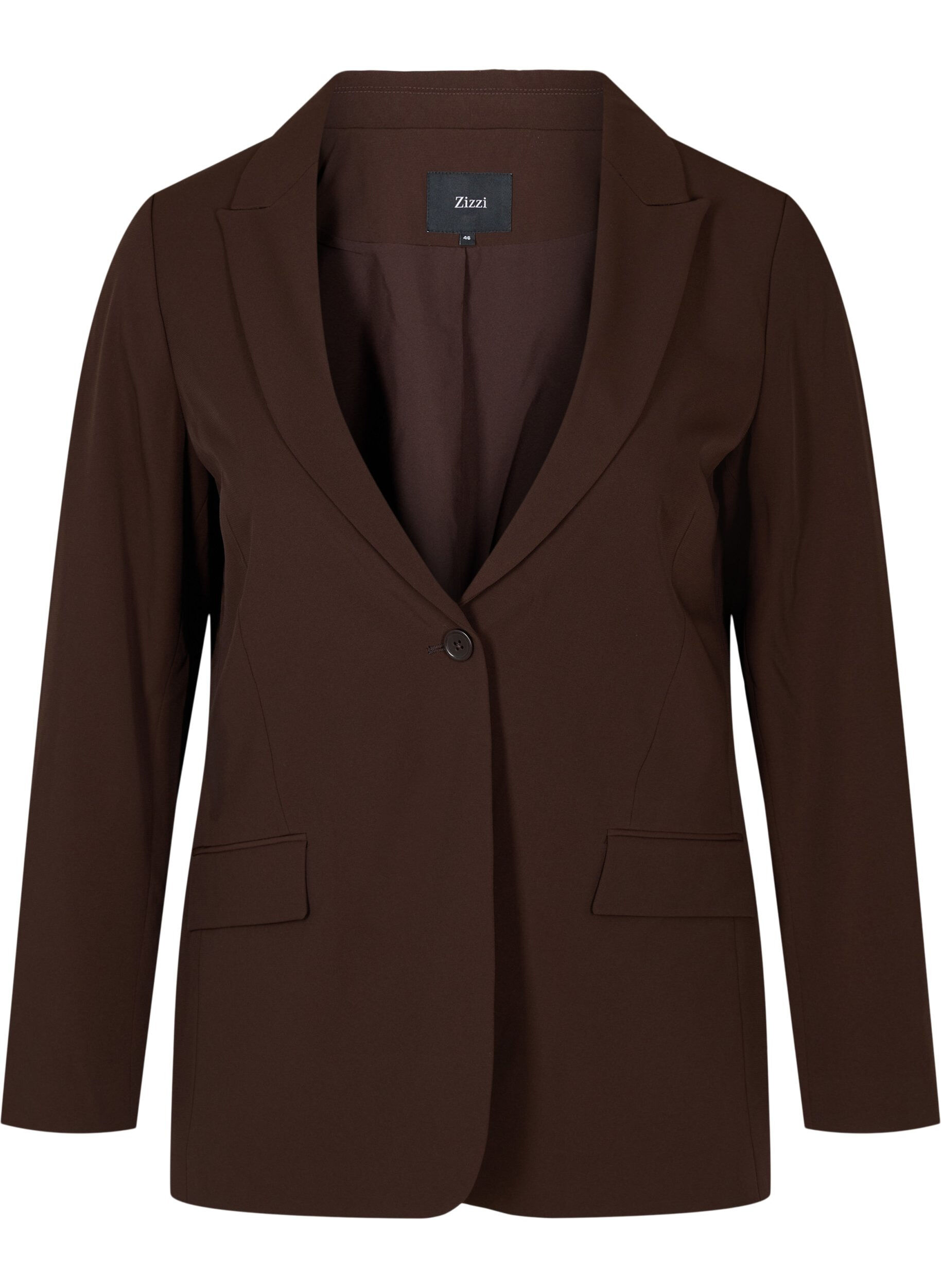 Zizzi Classic blazer with pockets, Java, Packshot image number 0
