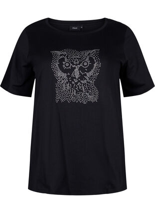 Koszulka z bawelny organicznej z cwiekami, Black Owl, Packshot image number 0