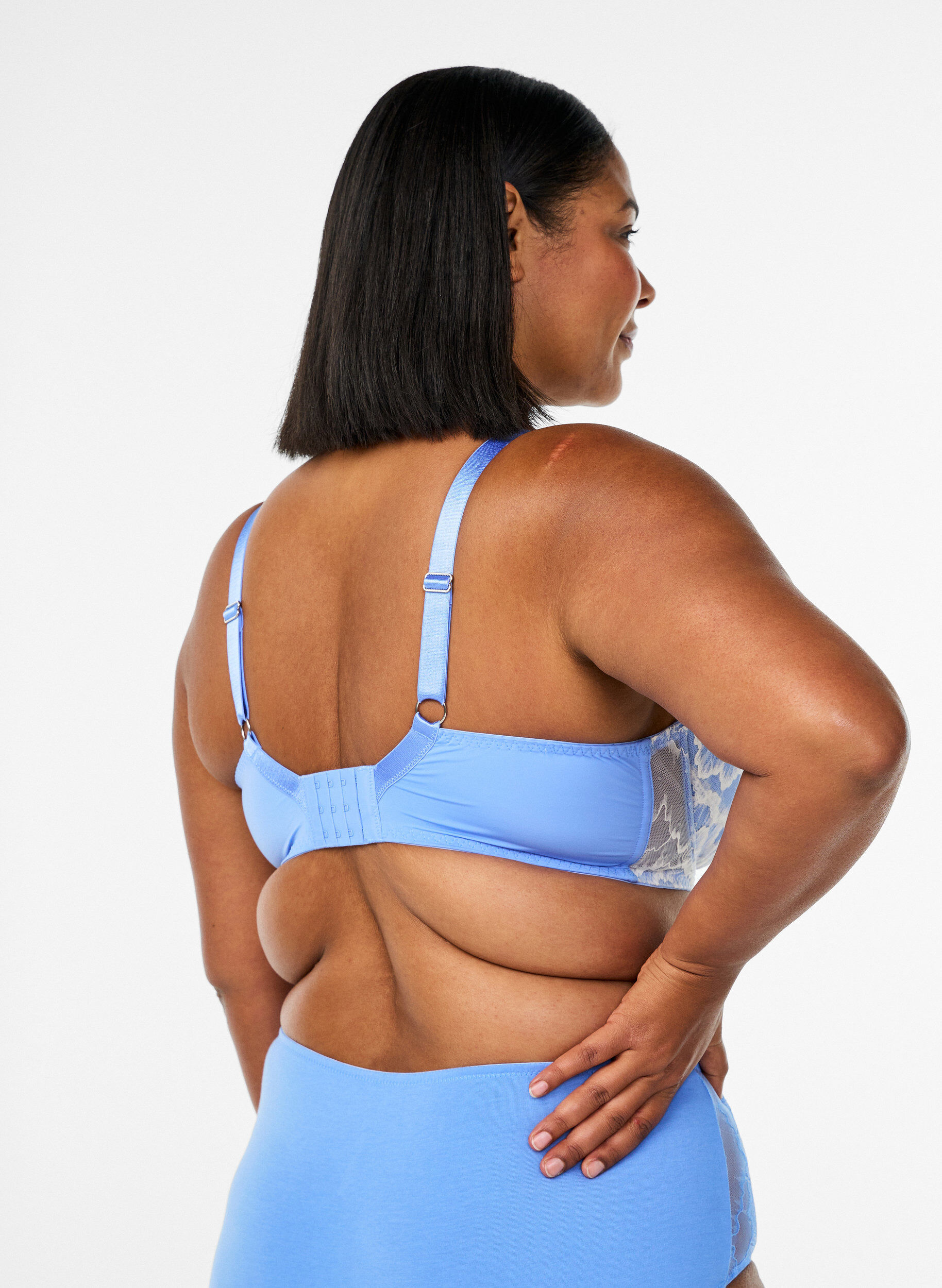 Zizzi Biustonosz z podszewka, koronka i siateczka, Niebieskie, Model image number 2