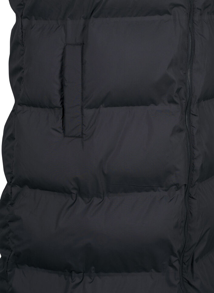 Dluga kamizelka z kieszeniami i dwukierunkowym zamkiem, Czarne, Packshot image number 3