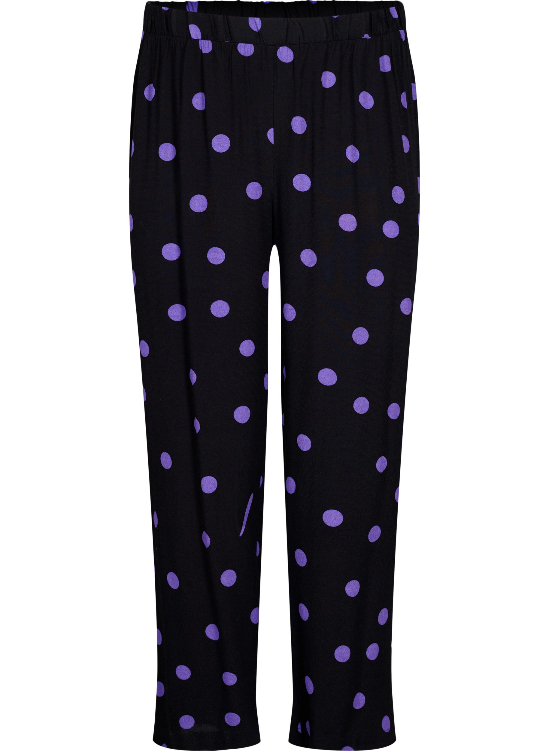 Zizzi Wiskozowe spodnie w kropki, Black w. Purple Dot, Packshot image number 0