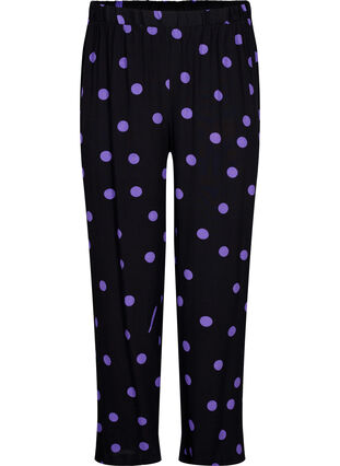 Wiskozowe spodnie w kropki, Black w. Purple Dot, Packshot image number 0