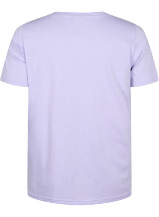 Bawelniana koszulka z okraglym dekoltem i nadrukiem, Lavender FACE, Packshot image number 1