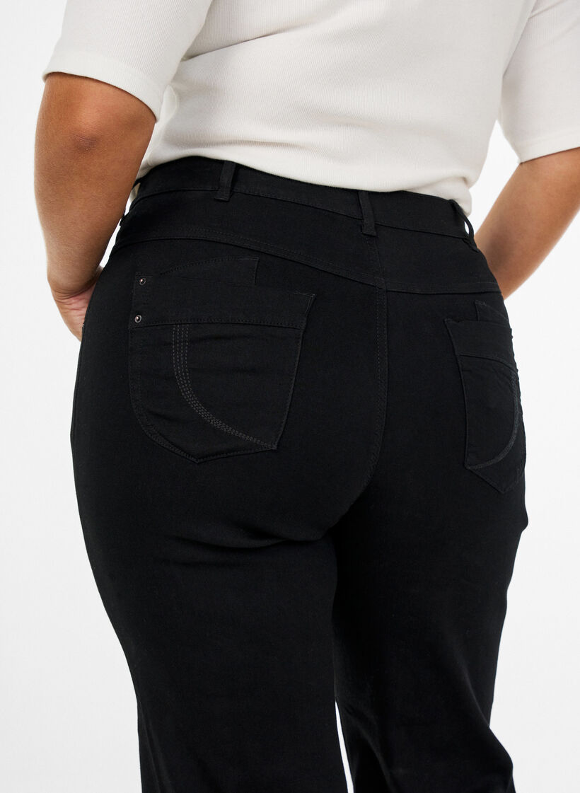 Jeansy Gemma o kroju regular fit z wysokim stanem, Czarne, Model image number 2