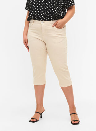 Dopasowane spodnie Emily capri, Oatmeal, Model image number 3