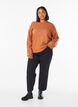 Luzny dzianinowy sweter z widocznymi szwami, Pomarańczowy, Model image number 1