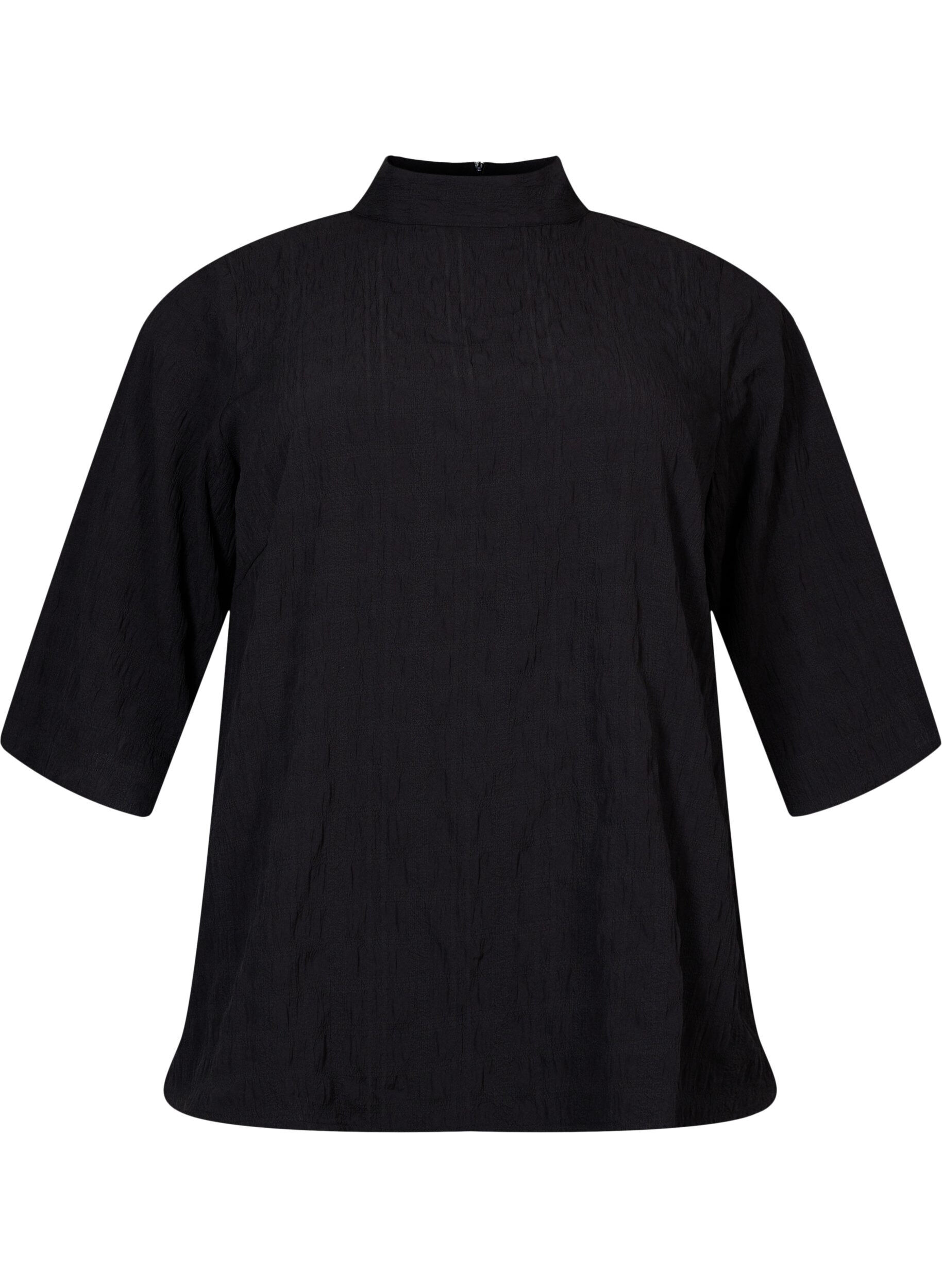 Zizzi Top z golfem i rekawami 3/4, Black, Packshot image number 0