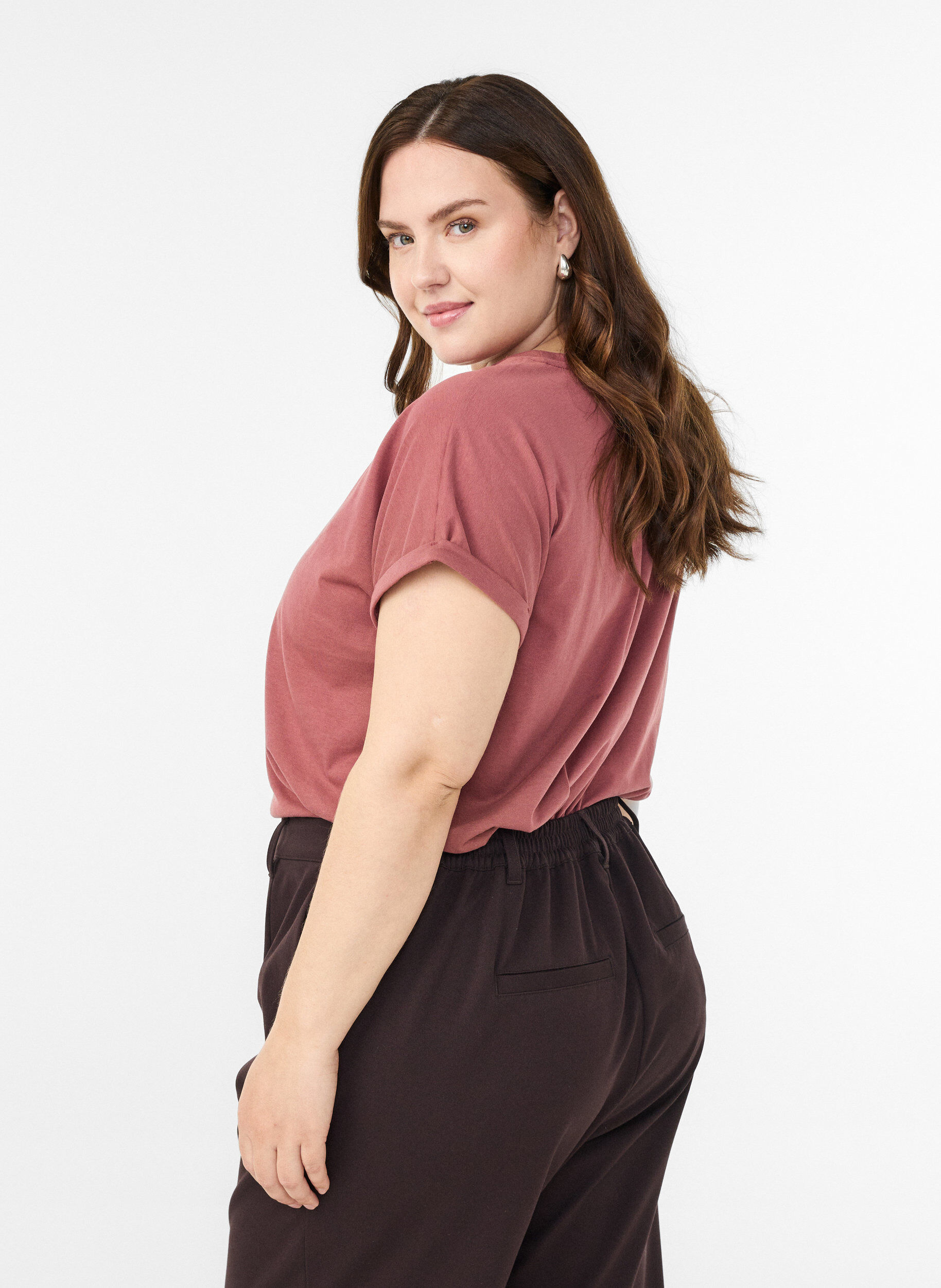 Zizzi Koszulka z kr&oacute;tkimi rekawami wykonana z mieszanki bawelny, R&oacute;żowy, Model image number 1