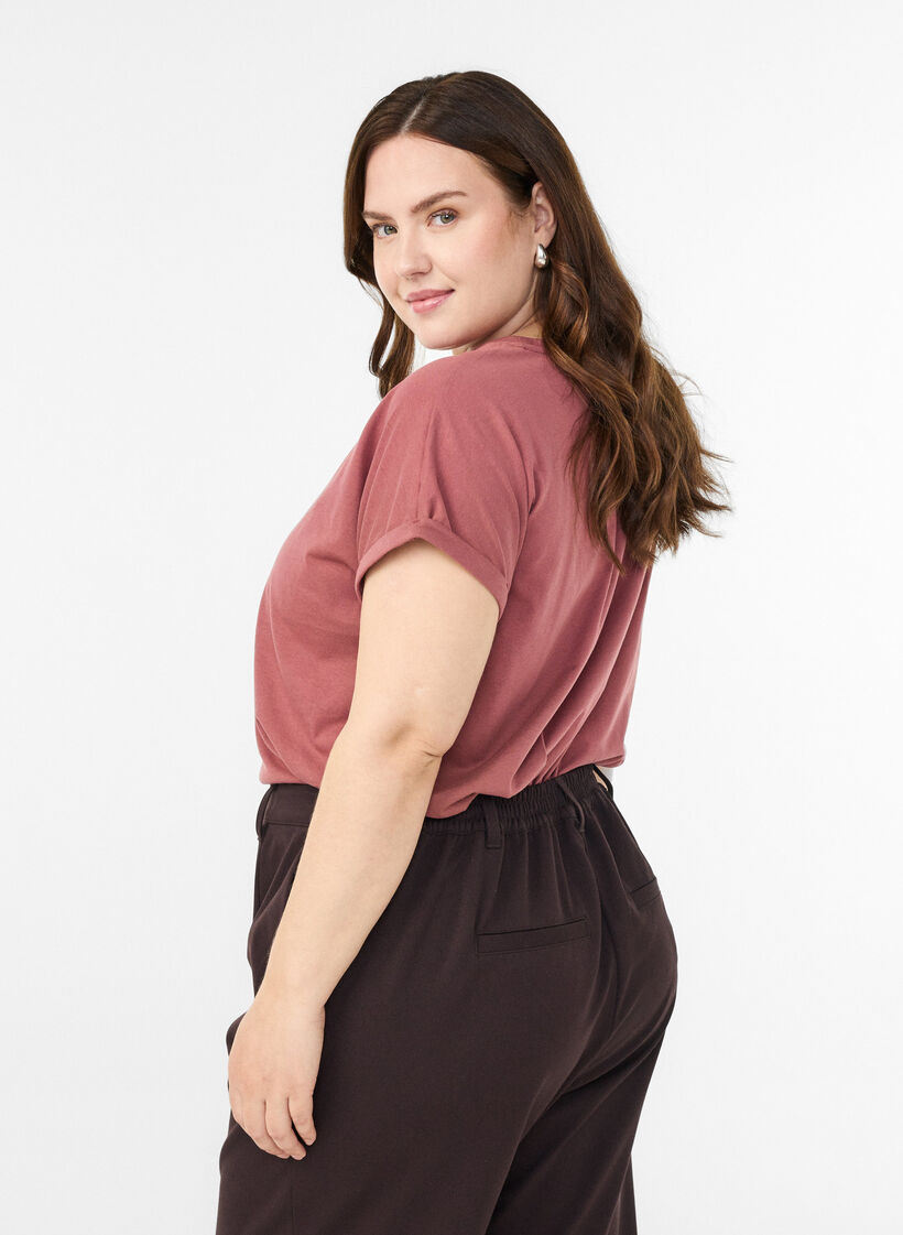 Koszulka z krótkimi rekawami wykonana z mieszanki bawelny, Różowy, Model image number 1