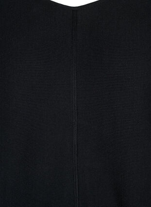 Prazkowana sukienka z rekawem 3/4, Black, Packshot image number 2