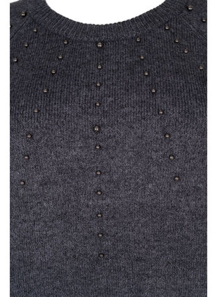 Dzianinowy sweter z koralikami, Dark Grey Melange, Packshot image number 2
