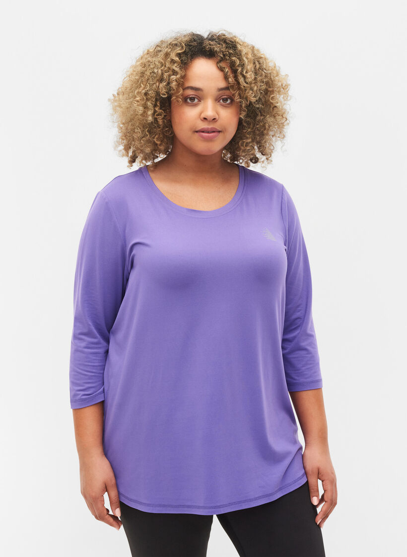 Sportowy top z rekawami 3/4, Fioletowy, Model image number 0