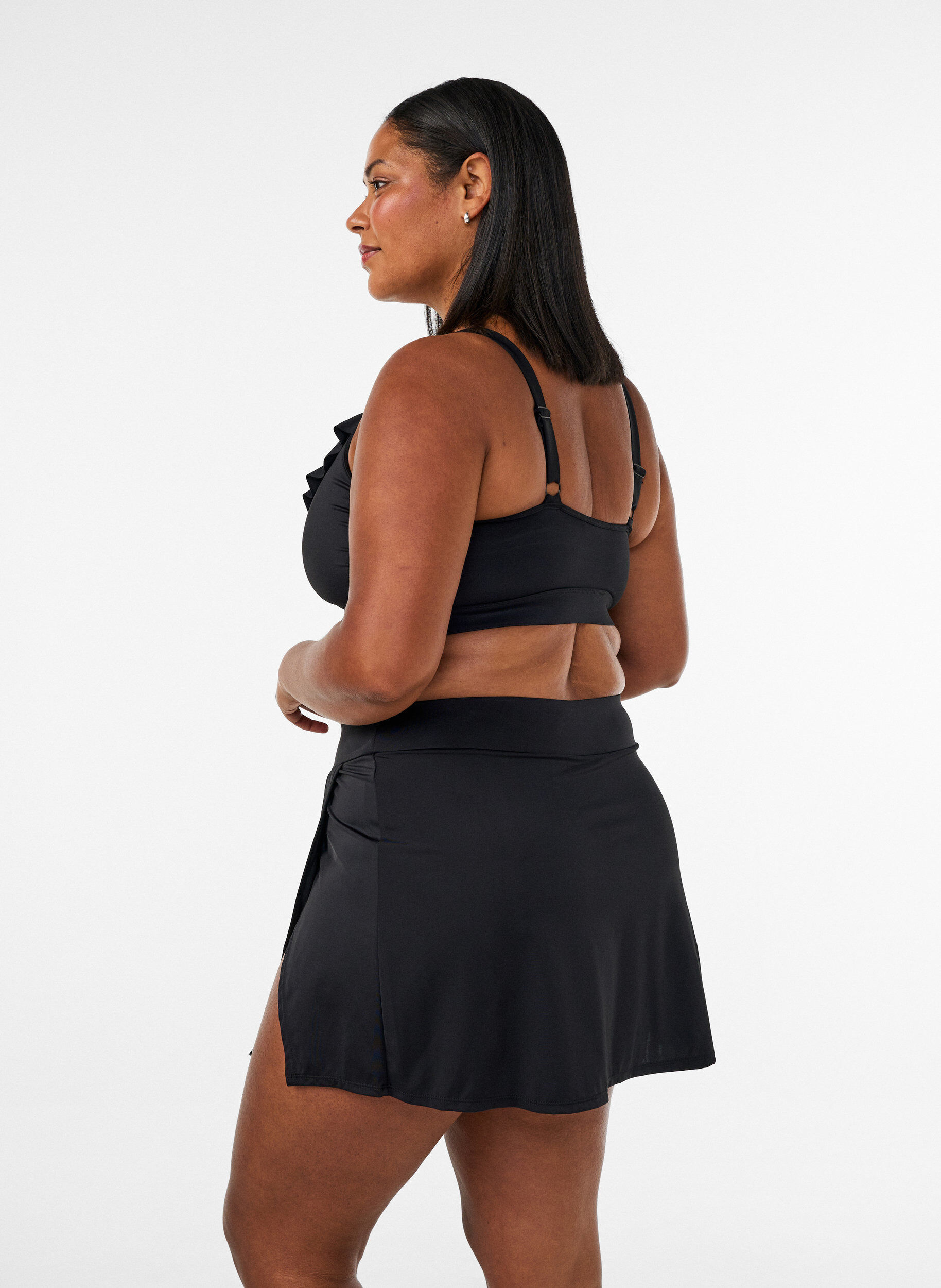 ZizziD&oacute;l bikini z efektem majteczek i opaski, Czarne, Model image number 1