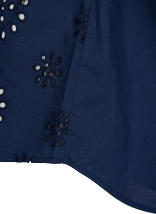 Bluzka koszulowa z haftem angielskim i rekawem 3/4, Navy Blazer, Packshot image number 4