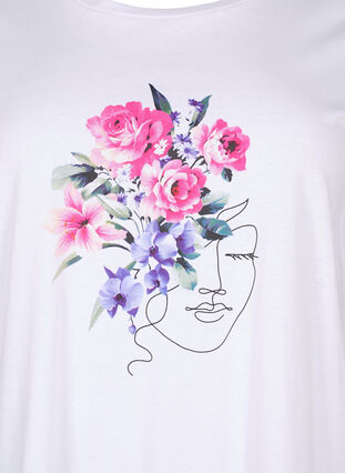 Bawelniana koszulka w kwiaty z portretem, B. White Face Flower, Packshot image number 2