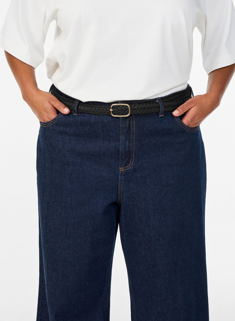 Splotany pasek ze sztucznej sk&oacute;ry, Czarne, Model image number 0