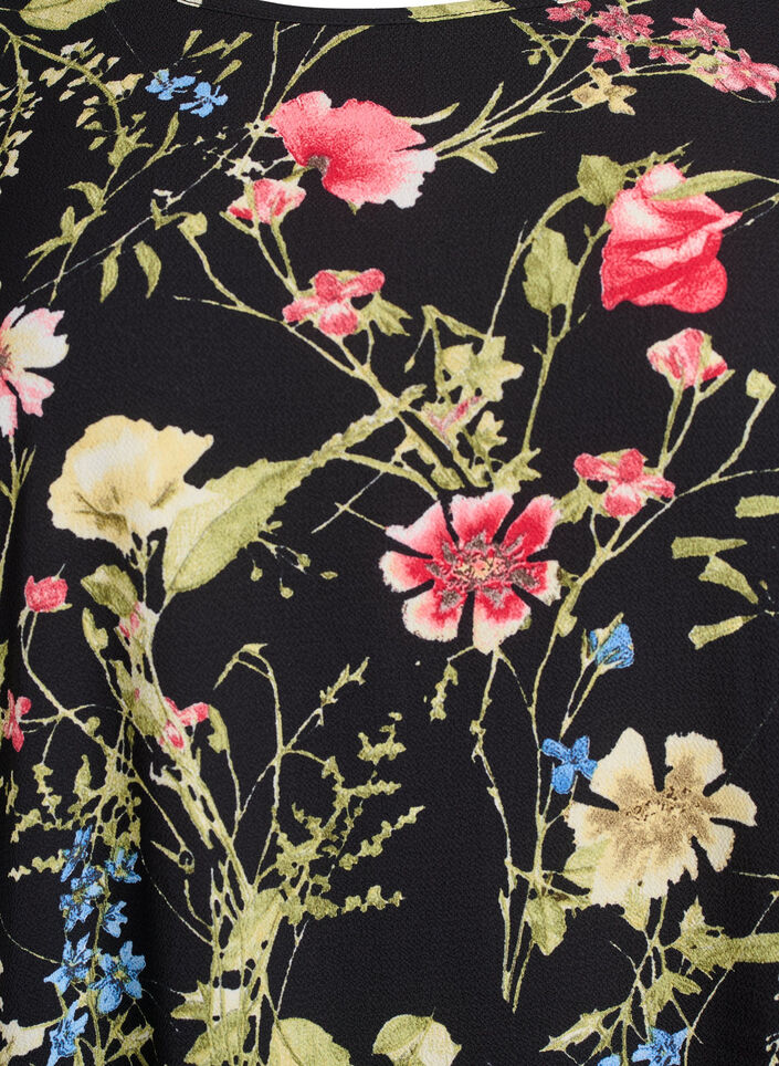 Sukienka z nadrukiem i krótkimi rekawami, Czarne, Packshot image number 2