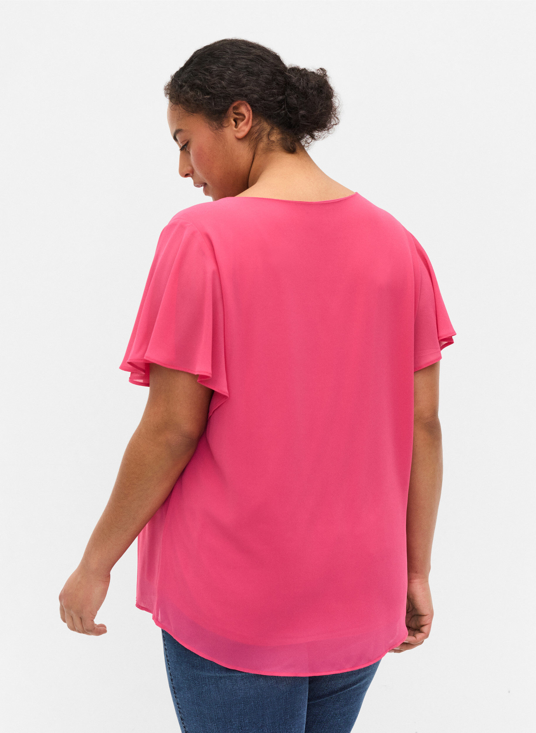 Zizzi Short-sleeved blouse, Magenta, Model image number 1