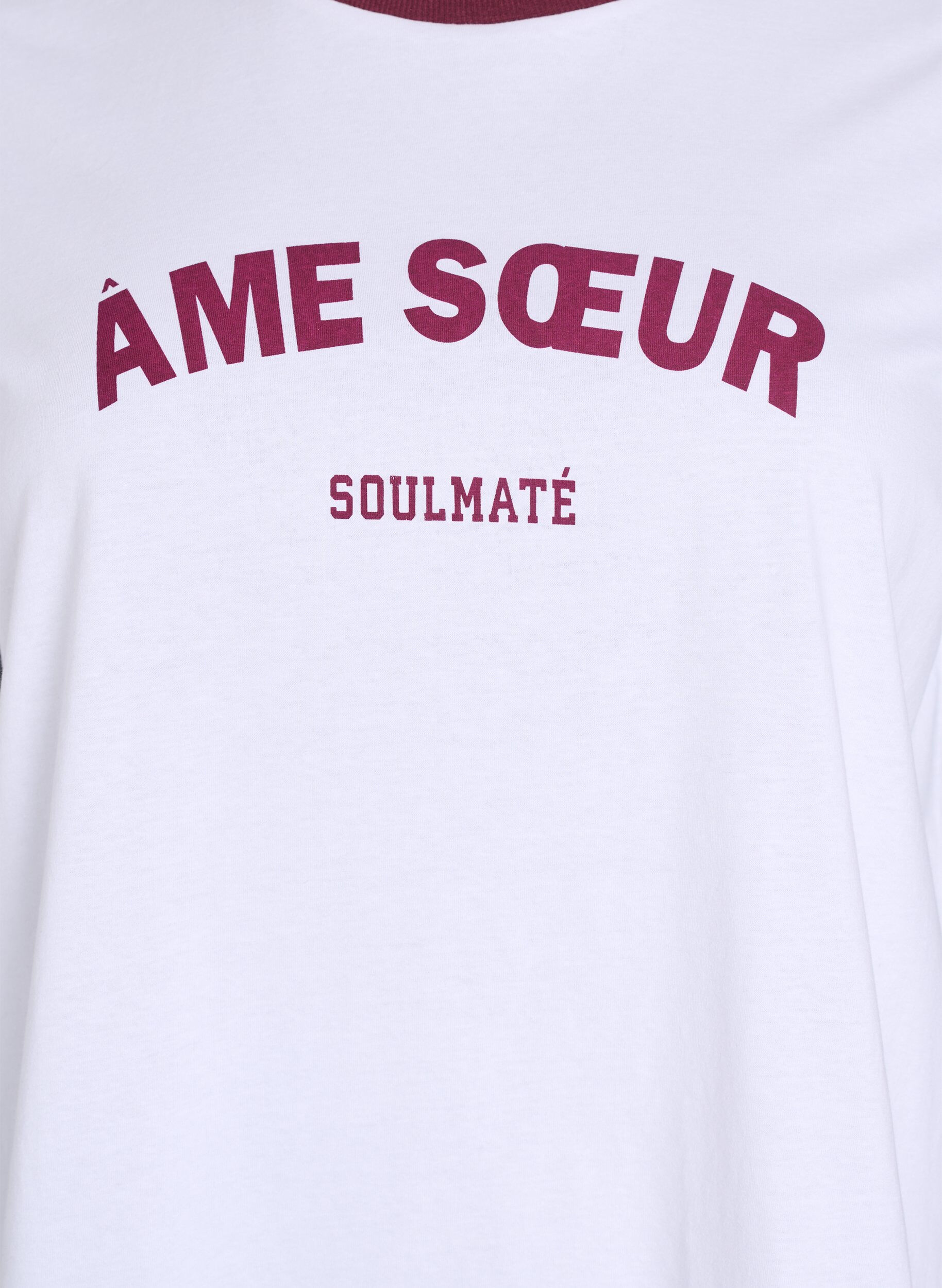 Zizzi T-shirt z tekstem i kontrastowym wykonczeniem, Biały, Packshot image number 2