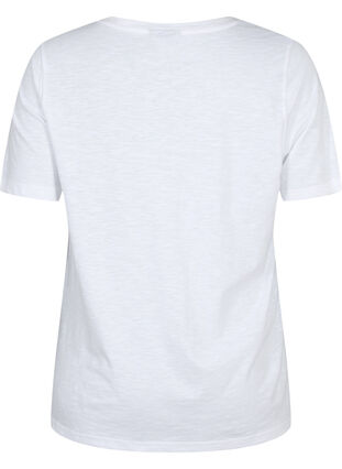 Podstawowa koszulka z krótkim rekawem i dekoltem w szpic, Bright White, Packshot image number 1
