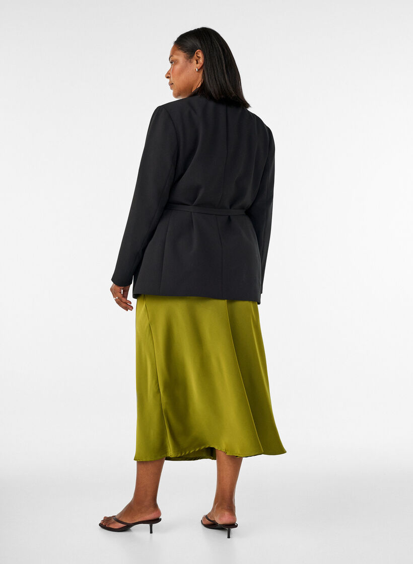 Satynowa sp&oacute;dnica midi, Zielony, Model