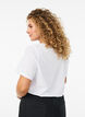 T-shirt z kr&oacute;tkim rekawem i dekoltem w szpic, Biały, Model image number 2