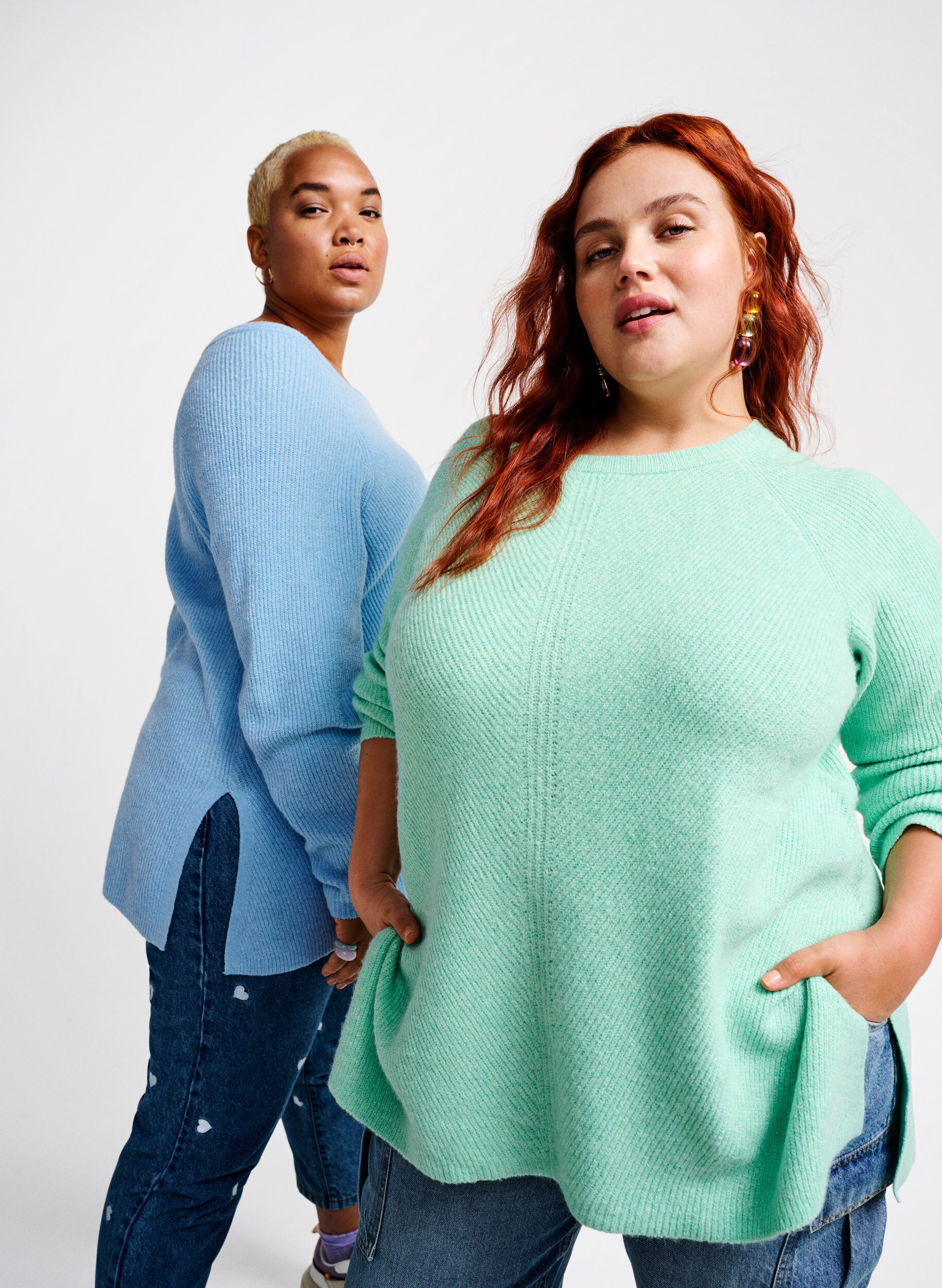 Zizzi Melanzowy pulower z rozcieciem z boku, Cabbage/White, Image image number 0