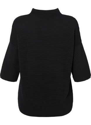 Strukturalna bluzka z dzianiny z golfem, Black, Packshot image number 1