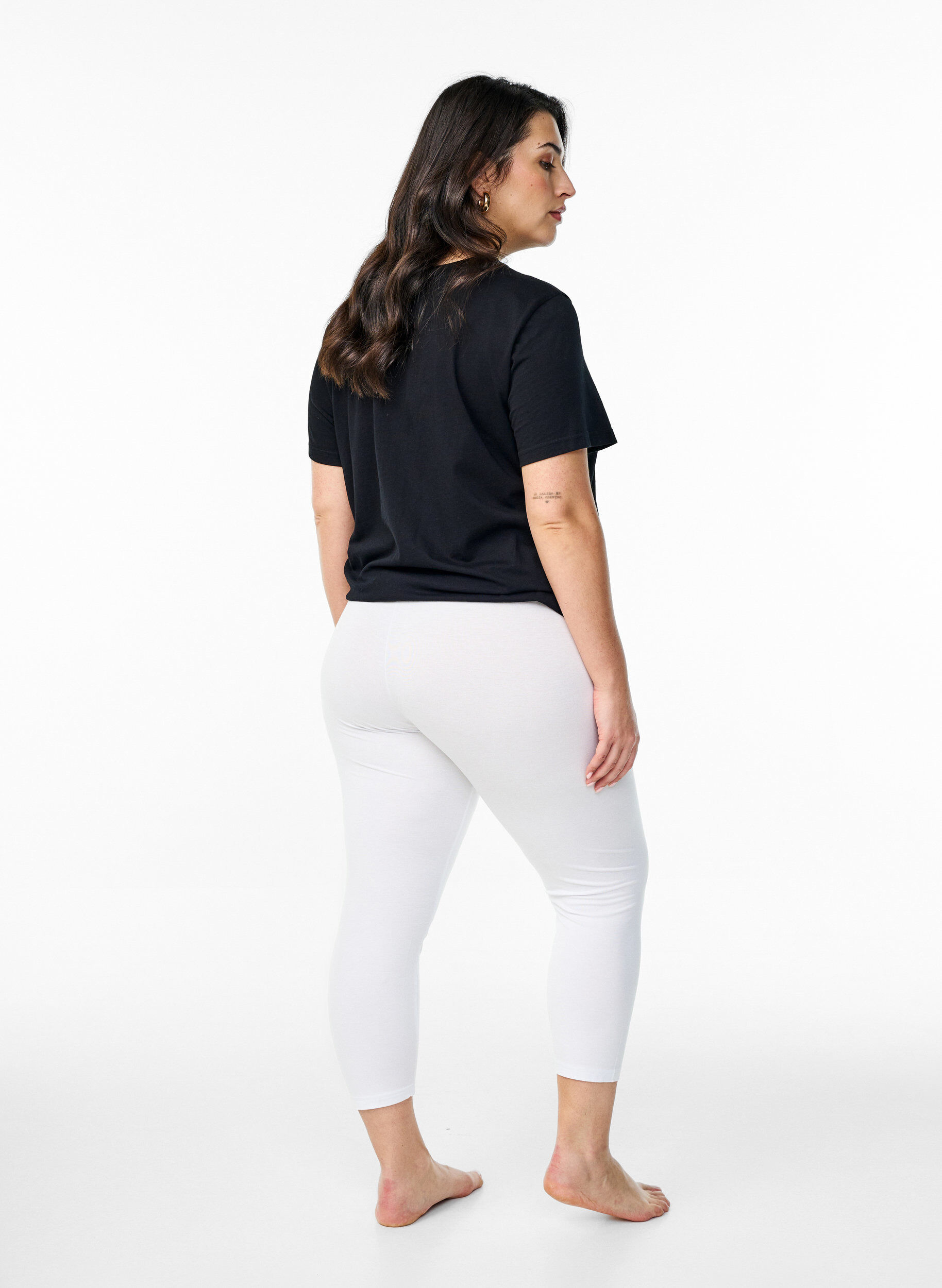 Zizzi3/4-length wiskozowe legginsy w stylu basic, Biały, Model image number 2