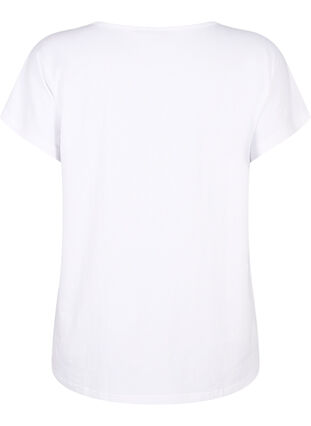 Koszulka z dekoltem w szpic i kieszenia na piersi, Bright White, Packshot image number 1