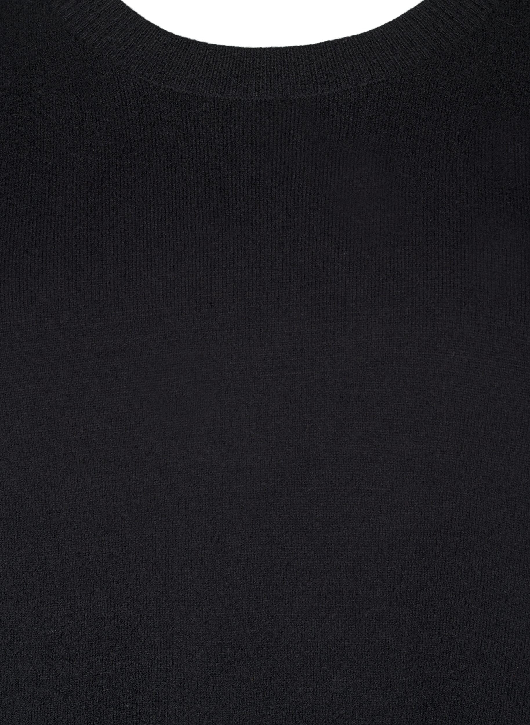 Zizzi FLASH &ndash; dzianinowa bluzka z okraglym dekoltem, Czarne, Packshot image number 2