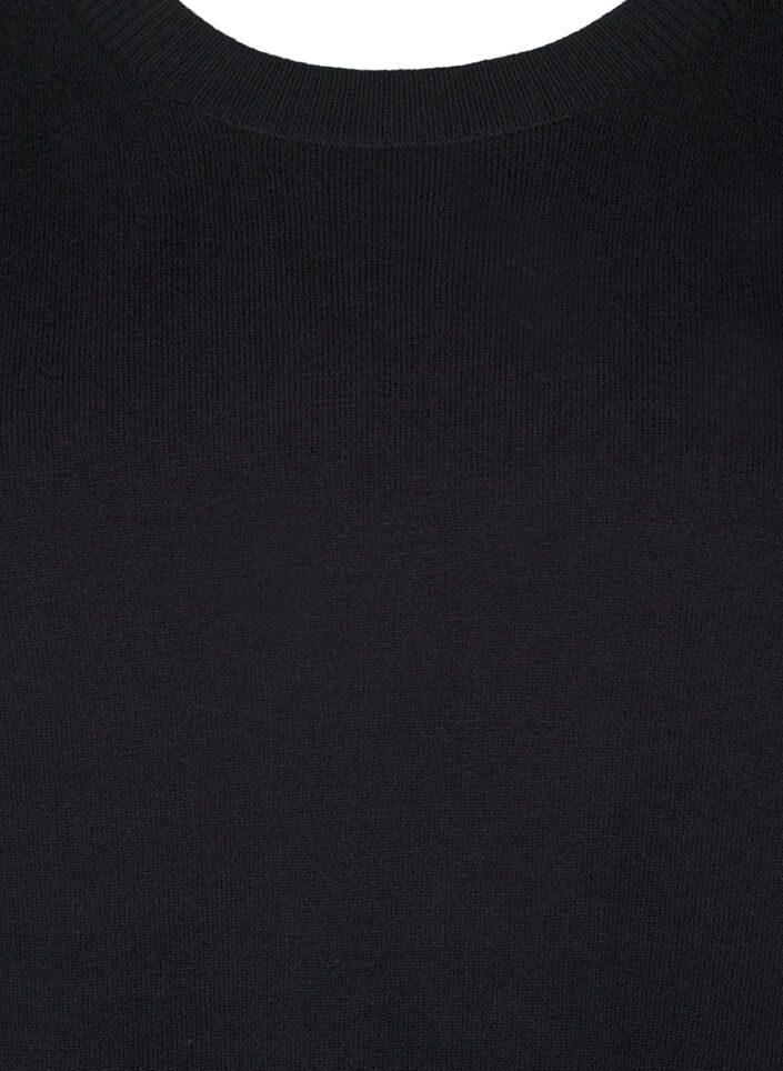 FLASH – dzianinowa bluzka z okraglym dekoltem, Czarne, Packshot image number 2