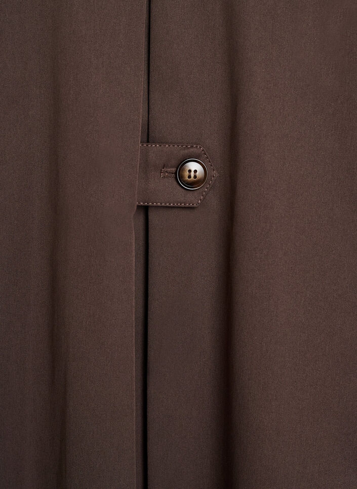 Kr&oacute;tki trencz z kolnierzem i rekawami raglan, Brązowy, Packshot image number 4