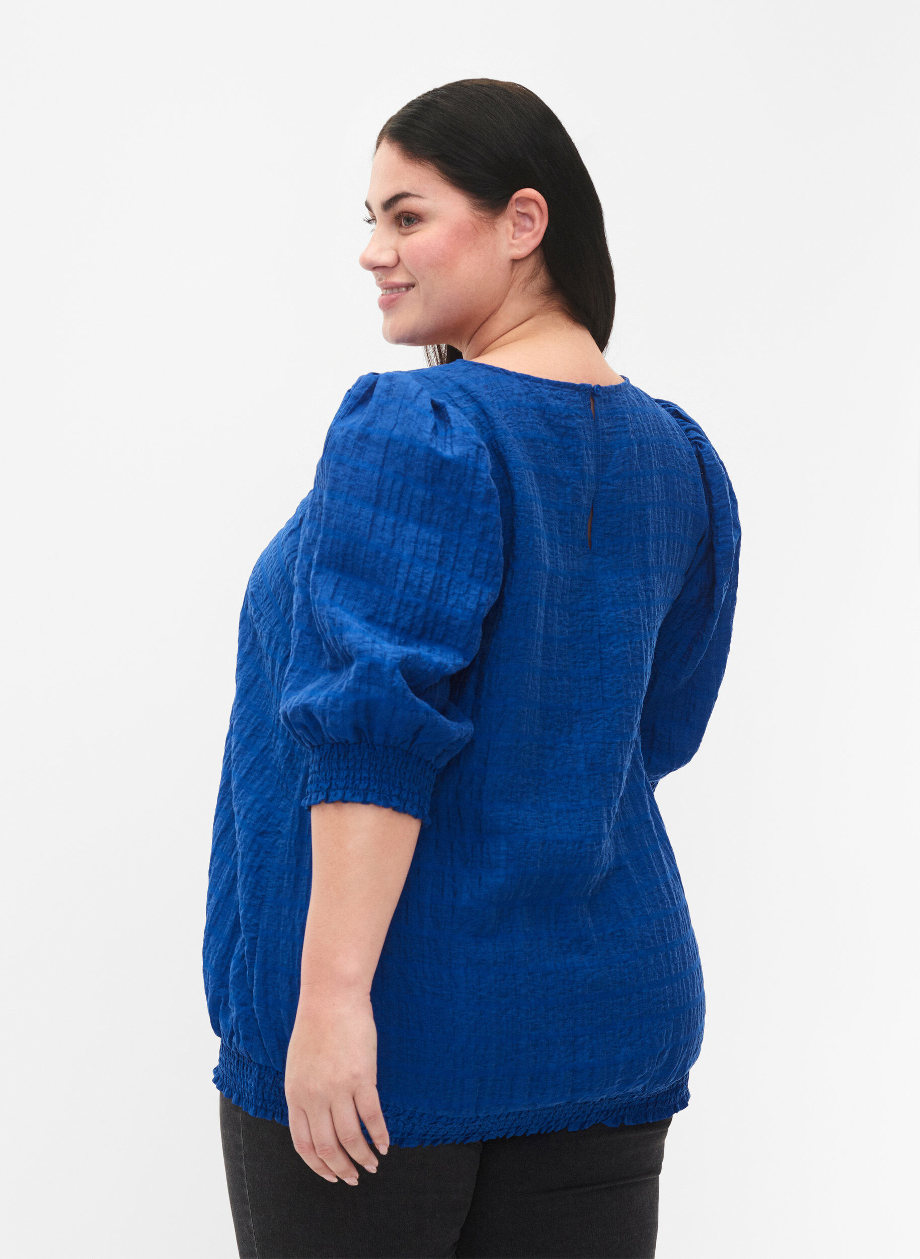 Zizzi Marszczona bluzka z lyocellu (TENCEL&trade;), Strong Blue, Model image number 1