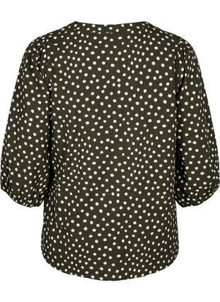 Bawelniana bluzka w groszki z rekawem 3/4, Forest Night Dot, Packshot image number 1